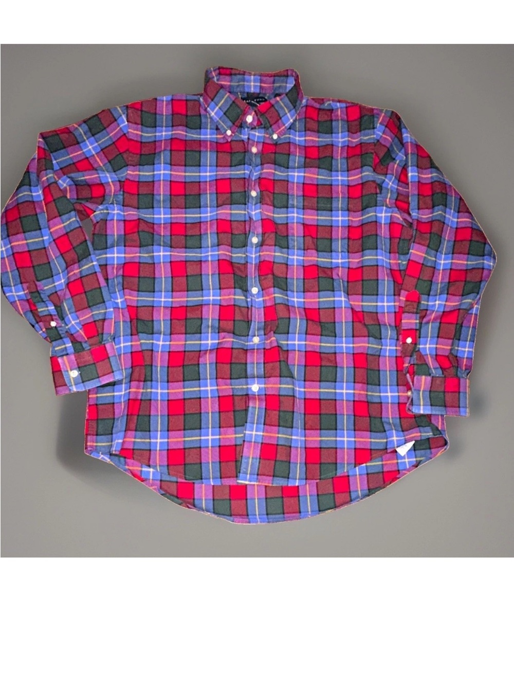 Lands End 16 1/2-35 Plaid Flannel Button-Down Collar Long Sleeve Shirt